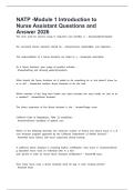 NATP -Module 1 Introduction to Nurse Assistant Questions and Answer 2026
