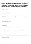 Grade 3&4 Water Treatment awwa ABC Exam Questions & Answers &vert; 100&percnt; Verified solutions &lpar;2026&rpar; UPDATE &vert;2026&excl;&excl; STUDY GUIDE EXAM  