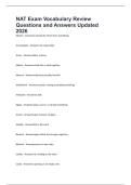 NAT Exam Vocabulary Review Questions and Answers Updated 2026