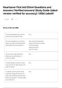 Heartsaver First Aid   EXAM Questions and Answers &lpar;Verified Answers&rpar; Study Guide &lpar;latest version verified for accuracy&rpar; &vert; 2026 Latest&excl;&excl; 
