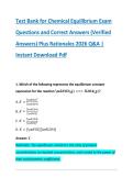 Test Bank for Chemical Equilibrium Exam  Questions and Correct Answers &lpar;Verified  Answers&rpar; Plus Rationales 2026 Q&A &vert;  Instant Download Pdf