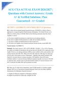ACG CXA ACTUAL EXAM 2026&sol;2027 &vert; Questions with Correct Answers &vert; Grade A&plus; & Verified Solutions &vert; Pass Guaranteed - A&plus; Graded