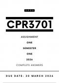 CPR3701 Assignment 1 Answers - Semester 1 &comma; 2026 &vert; Due Date 20 March 2026