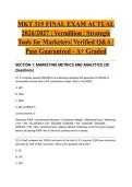 MKT 315 FINAL EXAM ACTUAL 2026&sol;2027 &vert; Vermillion &vert; Strategic Tools for Marketers &vert; 80&plus; Practice Questions & Rationales &vert; Verified Q&A &vert; Pass Guaranteed - A&plus; Graded