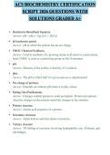 ACS BIOCHEMISTRY CERTIFICATION SCRIPT 2026 QUESTIONS WITH SOLUTIONS GRADED A&plus;