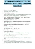 ACS BIOCHEMISTRY FINAL TEST 2026 QUESTIONS WITH CORRECT ANSWERS GRADED A&plus;