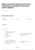 Septic License Exam Questions and Answers &lpar;Verified Answers&rpar; Updated &lpar;Actual Exam&rpar; LATEST VERSION&excl;&excl;