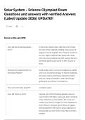 Solar System - Science Olympiad Exam Questions and answers with verified Answers &lpar;Latest Update 2026&rpar; UPDATE&excl;&excl; 