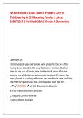 NR 603 Week 7 Quiz Exam &vert; Primary Care of  Childbearing & Childrearing Family &vert; Latest  2026&sol;2027 &vert; Verified Q&A &vert; Grade A Guarantee