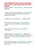 CLEP AMERICAN Government Questions and Answers &lpar;Top Grade Assured&rpar; 2026 Update
