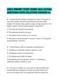 ANCC PMHNP STUDY GUIDE 2026 ACTUAL QUESTIONS WITH SOLUTIONS GRADED A&plus;