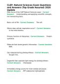 CLEP- Natural Sciences Exam Questions and Answers &lpar;Top Grade Assured&rpar; 2026 Update&period;
