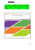 Test Bank for Industrial Relations in Canada 4th Edition by Robert Hebdon&comma; Brown Walsworth &vert; Complete Questions & Answers