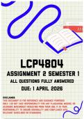 LCP4804 Assignment 2 Semester 1 Memo &vert; Due 1 April 2026