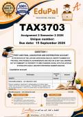 TAX3703 Assignment 2 &lpar;COMPLETE ANSWERS&rpar; Semester 2 2026 - DUE 15 September 2026