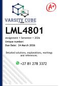 LML4801 Assignment 1 &lpar;DETAILED ANSWERS&rpar; Semester 1 2026 - DISTINCTION GUARANTEED