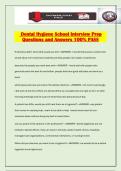 Dental Hygiene School Interview Prep Questions and Answers 100&percnt; PASS