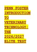 2026&sol;2027 Penn Foster Introduction to Veterinary Technology Elite Test Bank & Exam Prep  