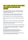 AQA A-LEVEL PSYCHOLOGY EXAM SCRIPT 2026 COMPLETE QUESTIONS AND ANSWERS