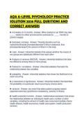 AQA A-LEVEL PSYCHOLOGY PRACTICE SOLUTION 2026 FULL QUESTIONS AND CORRECT ANSWERS