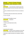 Stroke - Level 4 Exam Actual Questions and Answers 2026&period;docx