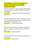 Hemispheres Level 8 - Excellence in Stroke Care Exam with Verified Detailed Answers&period;docx