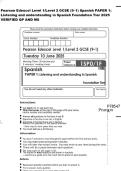 Pearson Edexcel Level 1&sol;Level 2 GCSE &lpar;9&ndash;1&rpar; Spanish PAPER 1&colon; Listening and understanding in Spanish Foundation Tier 2025 VERIFIED QP AND MS