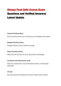 Always Food Safe Course Exam Questions and Verified Answers&vert; Latest Update
