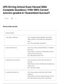 UPS Driving School Exam Newest 2026 Complete Questions   &vert; With 100&percnt; Correct Answers graded A&plus; Guaranteed Success&excl;&excl; 
