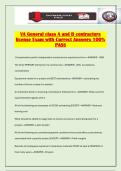 VA General class A and B contractors license Exam with Correct Answers 100&percnt; PASS