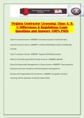 Virginia Contractor Licensing&colon; Class A&comma; B&comma; C Differences & Regulations Exam Questions and Answers 100&percnt; PASS