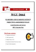 WGU D664 Learners and Learning Science &ndash; Objective Assessment Exam