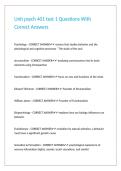 Unh psych 401 test 1 Questions With Correct Answers