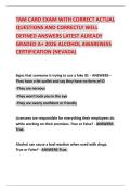 TAM CARD EXAM WITH CORRECT ACTUAL QUESTIONS AND CORRECTLY WELL DEFINED ANSWERS LATEST ALREADY GRADED A&plus; 2026 ALCOHOL AWARENESS CERTIFICATION &lpar;NEVADA&rpar;