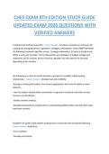 CHES EXAM 8TH EDITION STUDY GUIDE  UPDATED EXAM 2026 QUESTIONS WITH  VERIFIED ANSWERS 