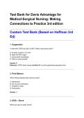 Test Bank for Davis Advantage for Medical-Surgical Nursing&lowbar; Making Connections to Practice 3rd edition &period;pdf