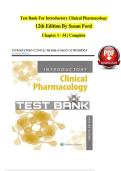 Test Bank for Introductory Clinical Pharmacology&comma; 12th Edition by Susan M&period; Ford