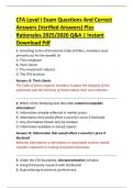 CFA Level I Exam Questions And Correct  Answers &lpar;Verified Answers&rpar; Plus  Rationales 2025&sol;2026 Q&A &vert; Instant  Download Pdf