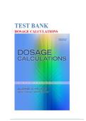 TEST BANK FOR DOSAGE CALCULATIONS 9TH EDITION BY GLORIA D&period; PICKAR&comma; AMY PICKAR-ABERNETHY ALL CHAPTERS 1-17 COMPLETE QUESTIONS &vert; COMPLETE WORKING &vert; VERIFIED ANSWERS 