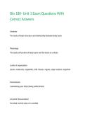 Bio 180- Unit 1 Exam Questions With Correct Answers
