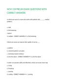 NCM 118 PRELIM EXAM QUESTIONS WITH CORRECT ANSWERS