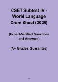 CSET Subtest IV &ndash; World Language &vert; Cram Sheet & Study Guide &lpar;PDF&rpar;
