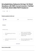 DriveSafeOnline Defensive Driving 1 Hr EXAM Questions with 100&percnt; Correct Answers &vert; Verified &vert;&vert; ACTUAL EXAM 2026 TEST&excl;&excl; Graded A&plus;