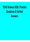 TEAS Science Practice Questions Verified Answers PDF 2025&sol; 2026