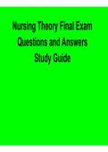 Nursing Theory Final Exam Questions and Answers Study Guide PDF 2025&sol; 2026