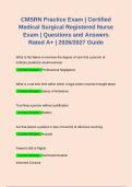 CMSRN Practice Exam &vert; Certified Medical Surgical Registered Nurse Exam &vert; Questions and Answers Rated A&plus; &vert; 2026&sol;2027 Guide
