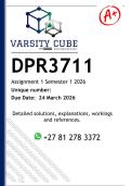 DPR3711 Assignment 1 &lpar;DETAILED ANSWERS&rpar; Semester 1 2026 - DISTINCTION GUARANTEED