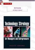 Test Bank &mdash; Technology Strategy for Managers and Entrepreneurs &vert; Scott Shane &vert; ISBN 9780133409031 &vert; Complete All Chapters &vert; Verified MBA Exam Q&A