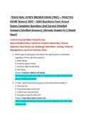TEXAS REAL ESTATE BROKER EXAM &lpar;TREC&rpar; &ndash; PRACTICE  EXAM Newest 2025 &ndash; 2026 Questions From Actual  Exams Complete Questions And Correct Detailed  Answers &lpar;Verified Answers&rpar; &vert;Already Graded A&plus;&vert;&vert;Brand  New&excl;&excl;