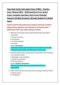 Texas Real Estate Sales Agent Exam &lpar;TREC&rpar; &ndash; Practice  Exam Newest 2025 &ndash; 2026 Questions From Actual  Exams Complete Questions And Correct Detailed  Answers &lpar;Verified Answers&rpar; &vert;Already Graded A&plus;&vert;&vert;Brand  New&excl;&excl;